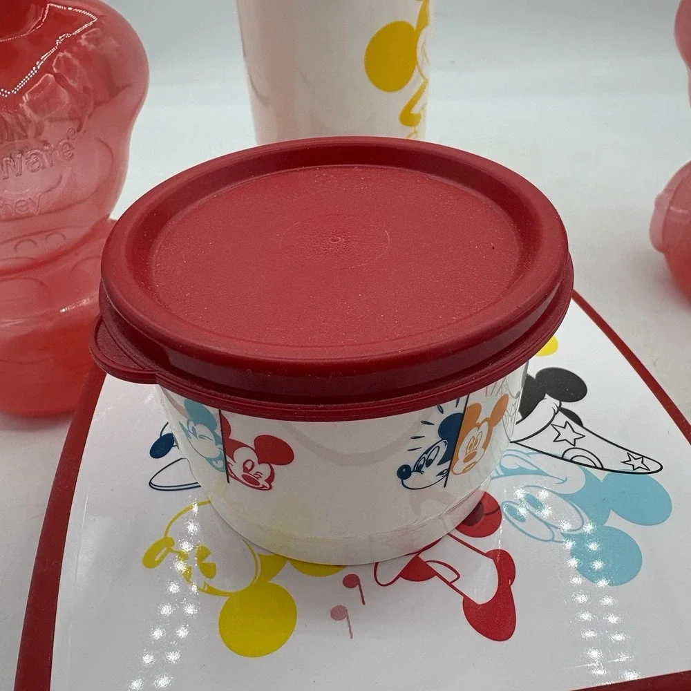 Tupperware Disney Mickey Ears Through The Years Lunch Set & 2 Mini Eco Water Bot
